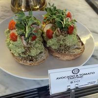 Daci & Daci (New Town)’s avocado & tomato tartine, on display.  at Daci & Daci Bakers in New Town