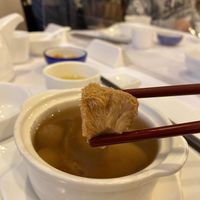 Lions mane in double boiled soup  at Vegelink in Hong Kong Island