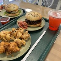 Strawberry lemonade, pulled bbq mushroom sandwich, cauliflower bang bang  at Gaia's Urban Eatery in Charlottetown