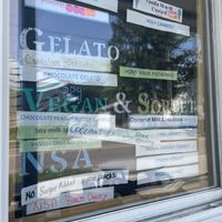 Vegan options clearly listed  at The Great Escape Ice Cream Parlor in Watkins Glen