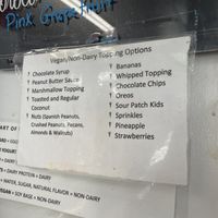 Vegan toppings on their own list  at The Great Escape Ice Cream Parlor in Watkins Glen