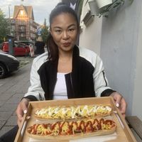 Mushroom+garlic sauce / Salami with Extras + spicy ketchup  at Granvegano in Poznan