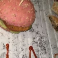 Chicken Burger (picture came from a video I took).  at Vegan Temple Bar in Amsterdam