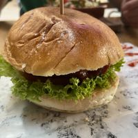 Classic burger (very good)  at Vegan Temple Bar in Amsterdam