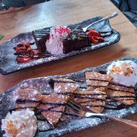 Chocolate brownie and stroopwafel at Vegan Temple Bar in Amsterdam