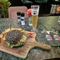 Truffle burger at Vegan Temple Bar in Amsterdam