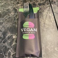 Cutlery and napkin having a doze in their paper sleeping bag   at Vegan Temple Bar in Amsterdam