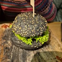 Charcoal bun at Vegan Temple Bar in Amsterdam