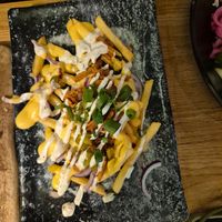 Loaded fries at Vegan Temple Bar in Amsterdam