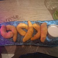 Lemon tinted shrimpees. at Vegan Temple Bar in Amsterdam