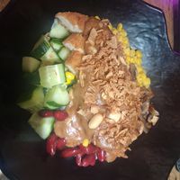 Ch*cken and satay bowl. at Vegan Temple Bar in Amsterdam