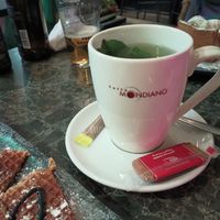 Fresh mint tea with Biscoff cookie. at Vegan Temple Bar in Amsterdam