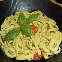Pesto pasta  at Vegan Temple Bar in Amsterdam
