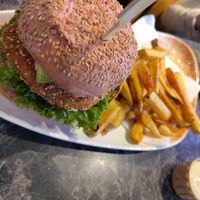 Avocado burger at Vegan Temple Bar in Amsterdam