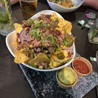 Supreme Nachos and Carbonara (in the background) at Vegan Temple Bar in Amsterdam