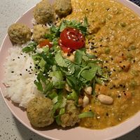 Sweet potato curry falafel dish. Hubs couldn’t even eat half of his. Such generous serving sizes!  at Kaspar Schmauser in Nuremberg
