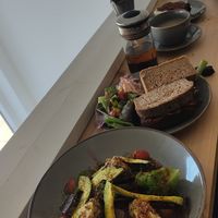 Hummus beetroot salad, vegan BLT at aran in Linlithgow
