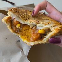 Veggie curry pie at Trappers Bakery in Goulburn