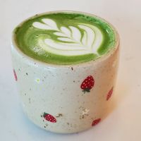 Matcha cortado at Whisk Matcha Cafe in Vancouver