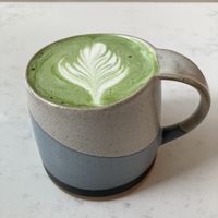 Matcha oat milk latte  at Whisk Matcha Cafe in Vancouver