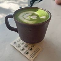 matche latte angle at Whisk Matcha Cafe in Vancouver