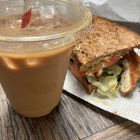 Iced almond latte with hazelnut syrup  at Nook Clarence St in Sydney