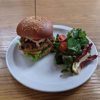 Aubergine and chickpea burger at The Fold in Worcester