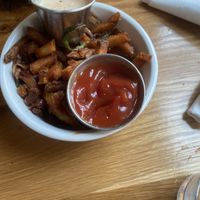 Jalapeño and onion Fridays, 3/5 nothing special   at Laughing Seed Cafe in Asheville