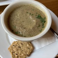 Mushroom soup of the day(came with 3 crackers)  at Laughing Seed Cafe in Asheville