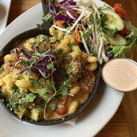 Farmer’s Mac and cheese w/ side salad  at Laughing Seed Cafe in Asheville