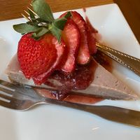 Raw vegan strawberry cheesecake   at Laughing Seed Cafe in Asheville