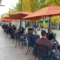 Exterior seating at Laughing Seed Cafe in Asheville