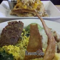 Sunday Sooner (must have) and Waffles in the backdrop at Laughing Seed Cafe in Asheville