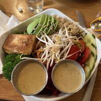 Lotus grain bowl with tofu   at Laughing Seed Cafe in Asheville