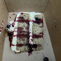 Blueberry rhubarb almond cake  at Laughing Seed Cafe in Asheville