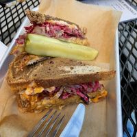 Reuben with tempeh  at Laughing Seed Cafe in Asheville