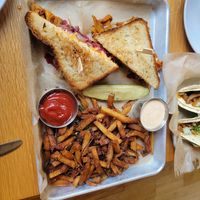 Vegan GF Reuben at Laughing Seed Cafe in Asheville