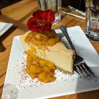 Mango chili cheesecake at Laughing Seed Cafe in Asheville