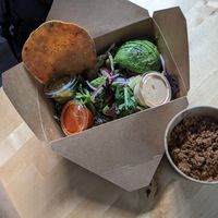 Tostada Ensalada (to go, worked great) at Laughing Seed Cafe in Asheville