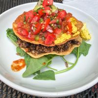 Huevos Rancheros (V option) Tofu Scramble at Laughing Seed Cafe in Asheville