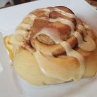 Cinnamon Roll.....heaven! at Laughing Seed Cafe in Asheville