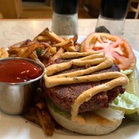 Seed burger  at Laughing Seed Cafe in Asheville