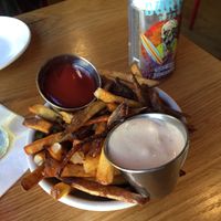 French fries and onions at Laughing Seed Cafe in Asheville