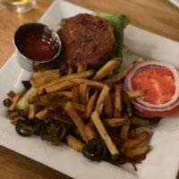 Black bean burger  at Laughing Seed Cafe in Asheville