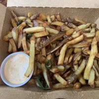 Jalapeño Onion Fries 🤩🤩🤩 at Laughing Seed Cafe in Asheville