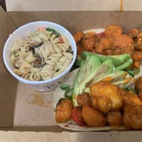 Buffalo Tacos with BLT Pasta Salad 🤩🤩🤩 at Laughing Seed Cafe in Asheville