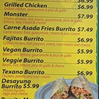 Vegan burrito on the menu. at Aliberto's Jr Mexican Food in Renton