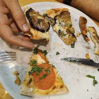 Berenjena and Albahaca (almost finished bc we forgot to take the pic sooner) at Pizzeria Nando in Sant Joan Dalacant