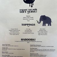 Menu for the Palm Desert Kreamery  at Chef Tanya's Kitchen in Palm Desert