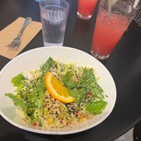 Chinese Save the Chicken Salad w/Watermelon Lime Agua Fresca at Chef Tanya's Kitchen in Palm Desert